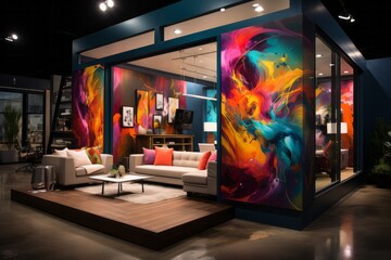 Creative office cabin with vibrant artwork and an inspiring atmosphere, Generative AI - Powered by Adobe
