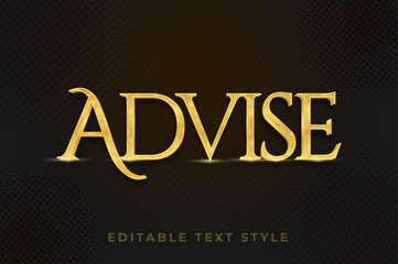 Advise 3d text effect, gold style