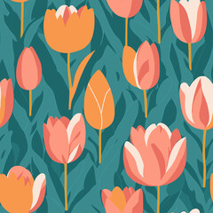 Abstract Tulip Symphony Seamless Patterns