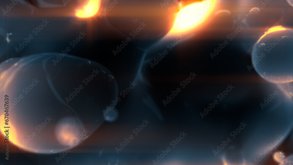 Aufkleber shining blue slight amorphic meta objects particles - dark bokeh background - abstract 3d illustrati