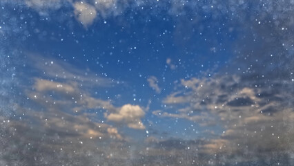 pretty snowy weather on clouds on sky background - photo of nature