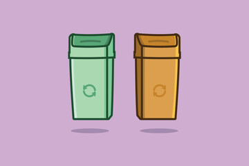 Plastic Dustbins vector icon illustration. Home cleaner object icon design concept. Street can, Street Cleaner, Dustbin for waste, Rubbish, Street dustbin.