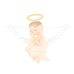 baby with wings and halo for infant loss illustration