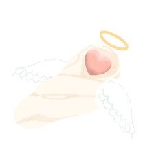 heart with wings and halo for infant loss illustration