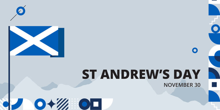 St Andrew Day Vector Illustration on 30 November with Scotland Flag in National Holiday Celebration Flat  Blue Background Design with Ben Nevis mountain