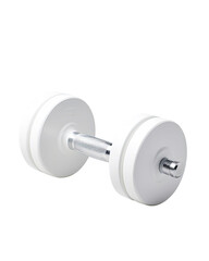photo of a white fitness dumbbell on transparent background