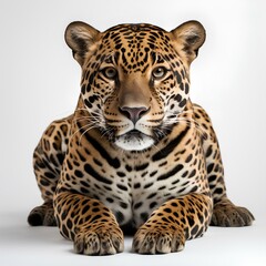 portrait of a leopard. Leopard isolated on white background with shadow. Leopard looking straight into the camera. Leopard isolated. Leopard. African wildlife