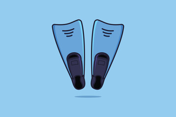 Diving Flippers vector icon illustration. Swimming objects icon design concept. Men swimming shoes, Swimming equipment, Fast swim, Footwear object, Fins for diving, Diving flippers.