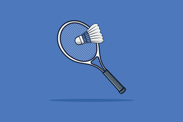 Badminton with Racket vector icon illustration. Sport object icon design concept, Sports life, Life style, Fitness game, Body warm, Sports game, Game competition, Badminton game.