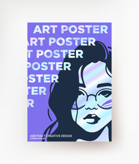 Creative poster. A girl with a pearl gradient.