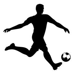 Soccer player silhouette in action. Vector illustration