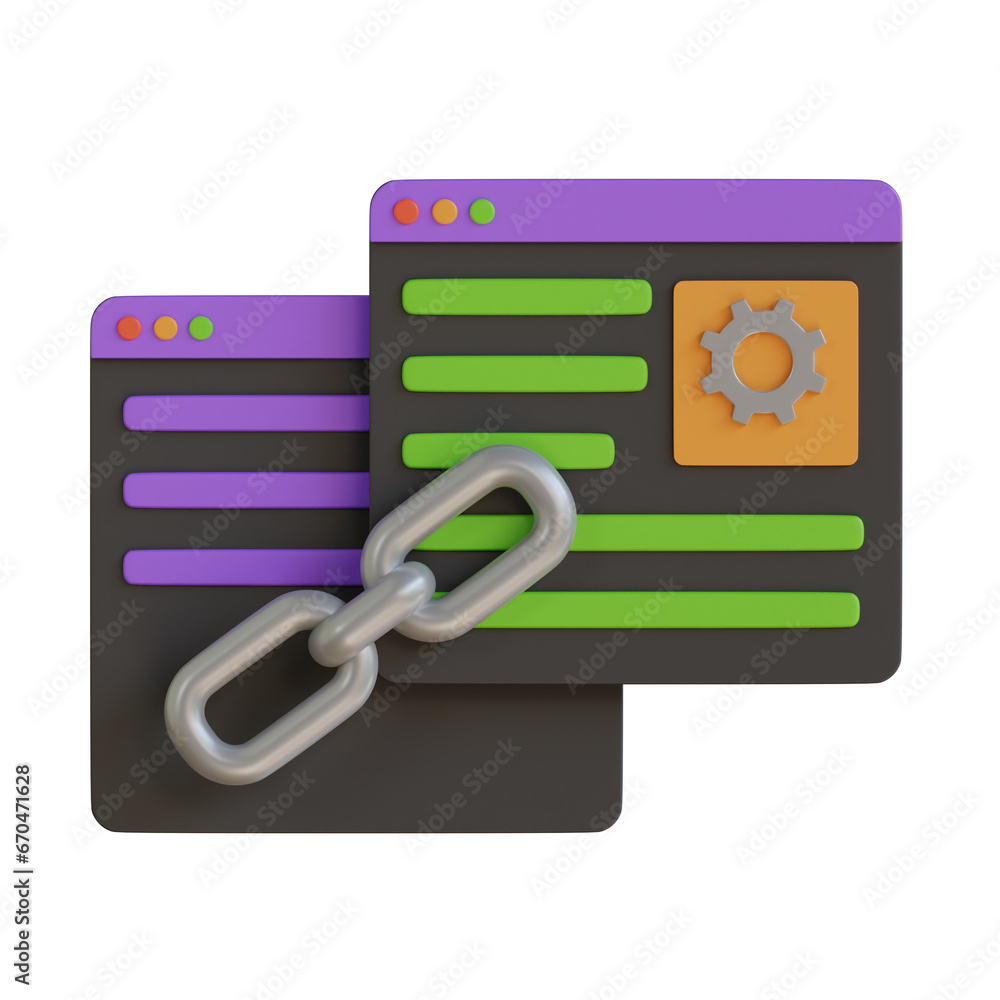 Poster 3d model of browser link. browser link design in 3d. 3d illustration, 3d element, 3d rendering. 3d v