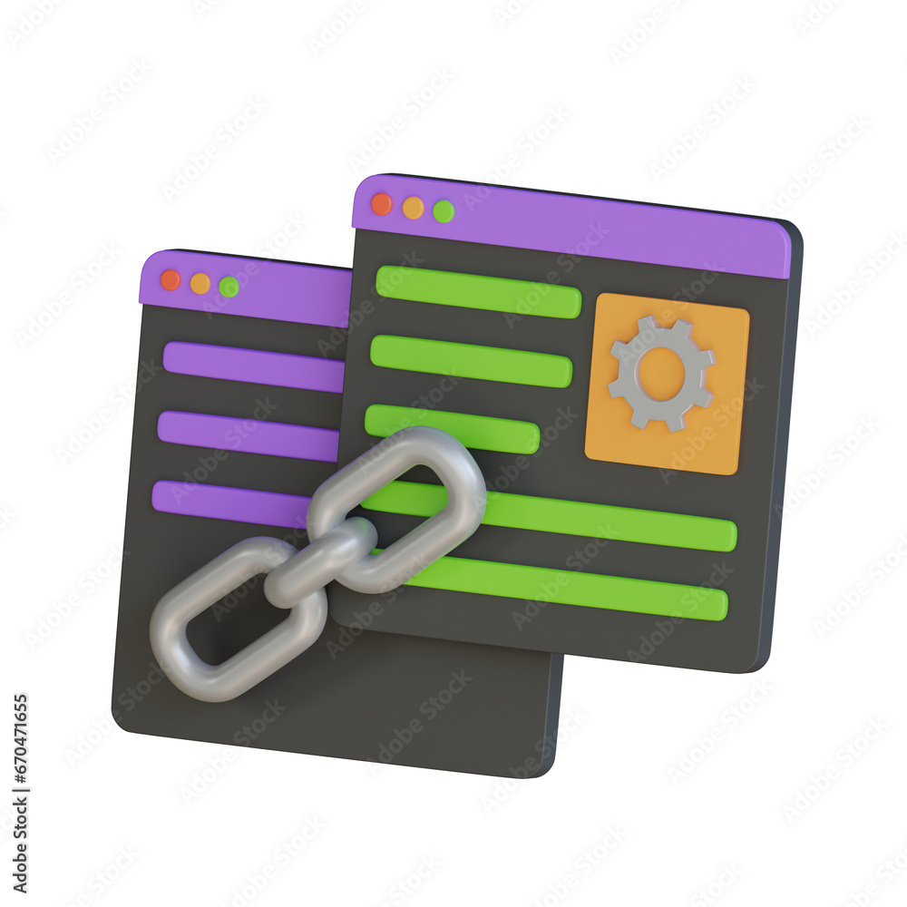 Poster 3d model of browser link. browser link design in 3d. 3d illustration, 3d element, 3d rendering. 3d v
