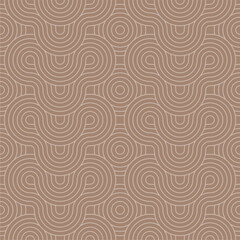 Chinese and Japanese seamless pattern on retro color background. Geometric rounded shape and swirl texture for background.