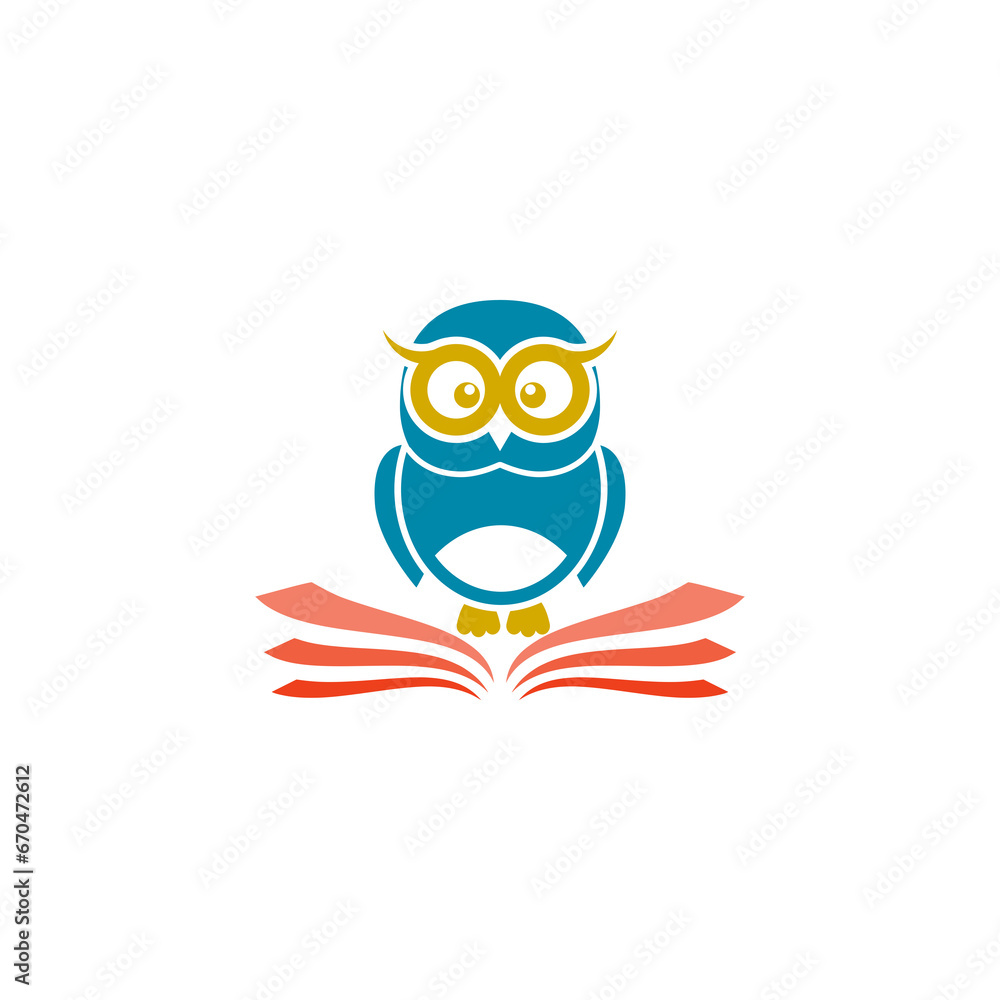 Canvas Prints Book and owl logo icon isolated on transparent background