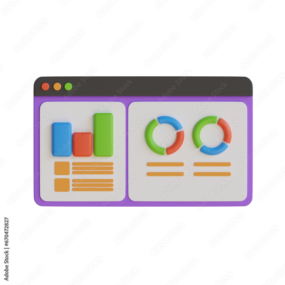 Poster 3d model of growth dashboard. growth dashboard design in 3d. 3d illustration, 3d element, 3d renderi