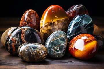 illustration of polished stones of ancient magic, Generative ai