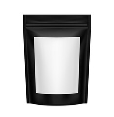 Black pouch bag mockup. Front view. Vector illustration isolated on white background. Screen mode overlay, it's easy to make a realistic mockup of your product. EPS10.