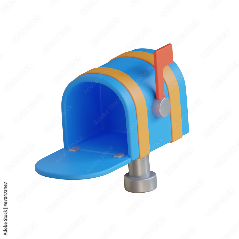 Poster 3d model of blue mailbox with an attractive design. blue 3d mailbox with large capacity to accommoda