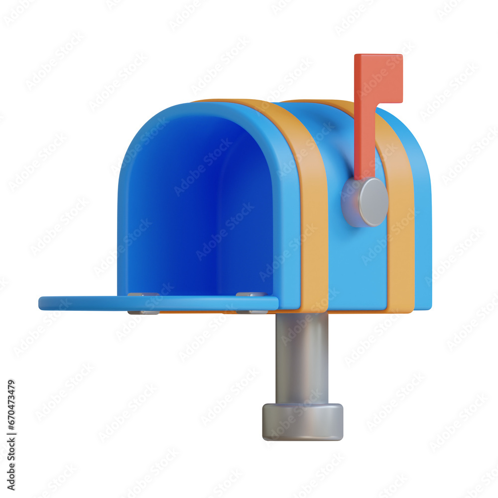 Poster 3d model of blue mailbox with an attractive design. blue 3d mailbox with large capacity to accommoda