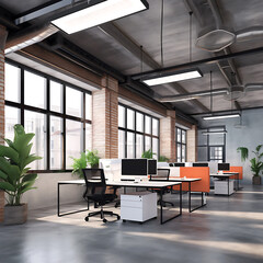 A Modern office interior room computer technology with success In life
