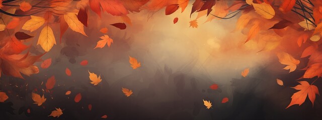 Autumn Banner With Orange Leaves