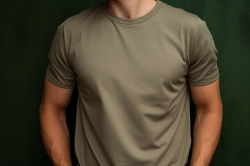 A Stylish Men's Khaki T-shirt Mockup, Perfect for Cozy Comfort and Fashion Forward Chicness