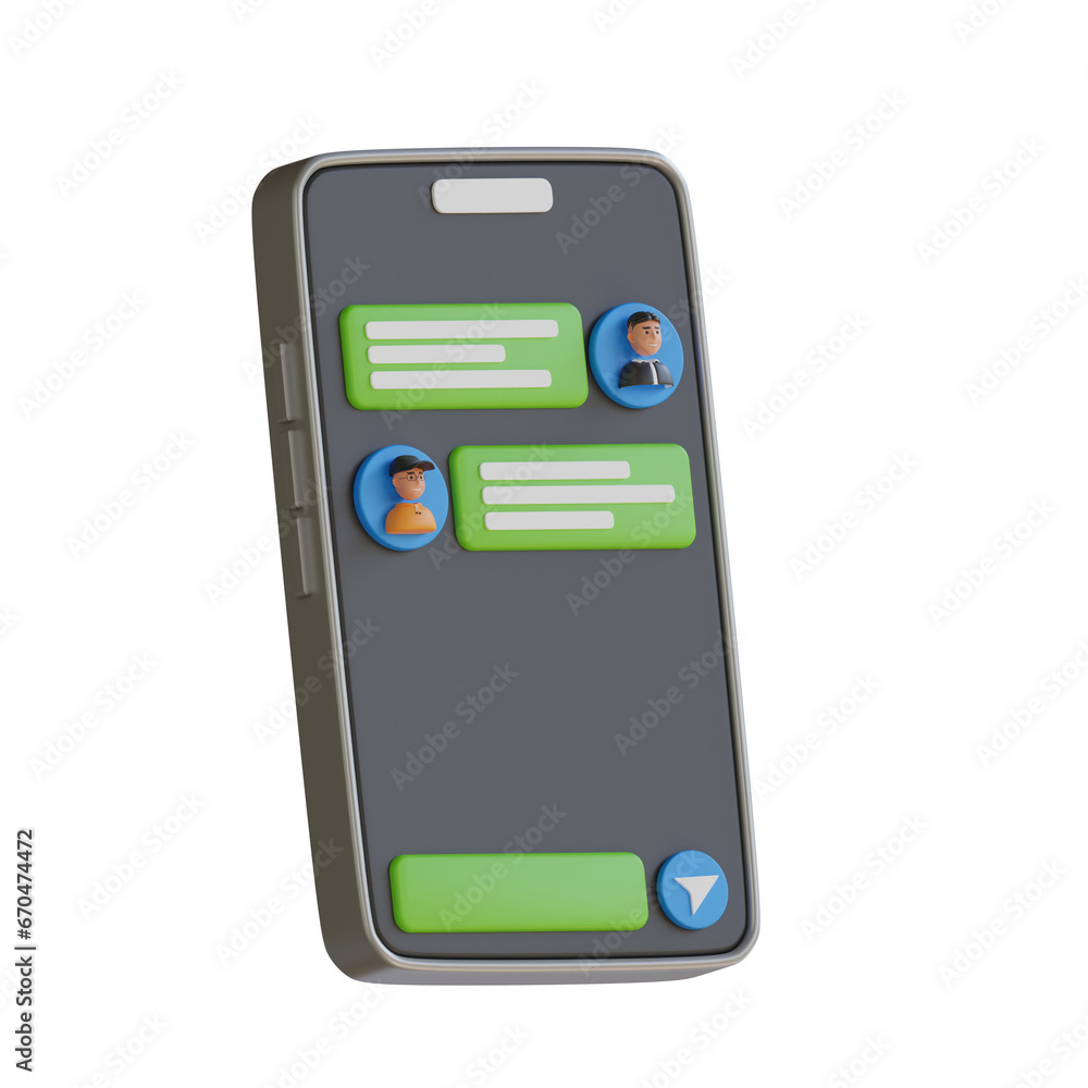 Poster 3d model of chatting with user-friendly interface for easy conversations. 3d illustration, 3d elemen