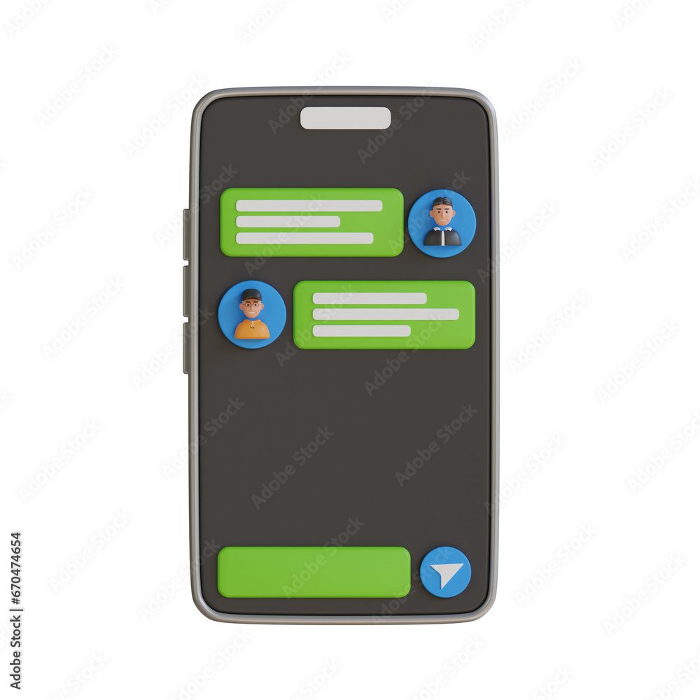 Poster 3d model of chatting with user-friendly interface for easy conversations. 3d illustration, 3d elemen