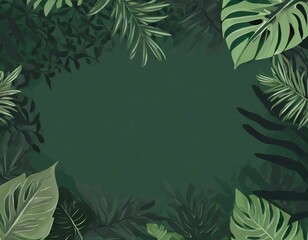 green jungle background illustration with green leaves and blank copy space - 670474815