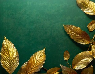 green autumn background illustration with golden leaves and blank copy space - 670474821