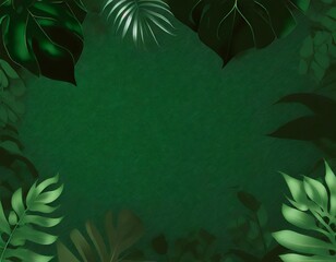 green jungle background illustration with green leaves and blank copy space - 670474841
