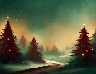christimas background illustration with pine trees and blank copy space - 670474872