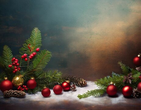 christimas background illustration with festive decoration and blank copy space