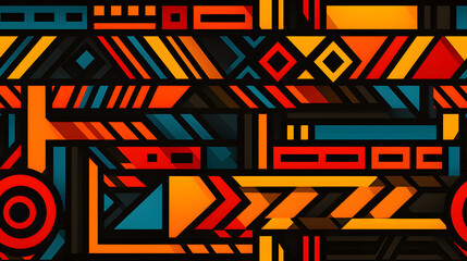 Vibrant African kente cloth seamless pattern with geometrics
