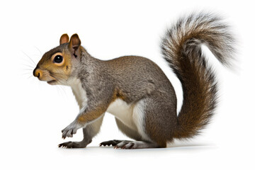 Obraz premium Gray squirrel Sciurus carolinensis cut out, grey squirrel Sciurus carolinensis isolated on a white background