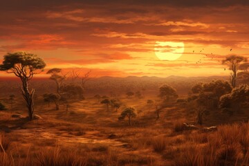 Golden Savanna at Dusk.