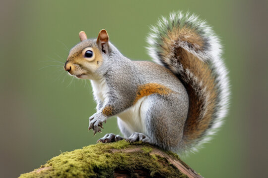 Gray squirrel Sciurus carolinensis , grey squirrel Sciurus carolinensis out of focus background