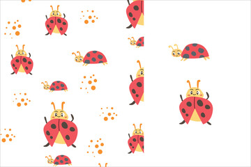 cute animal ladybug and seamless pattern