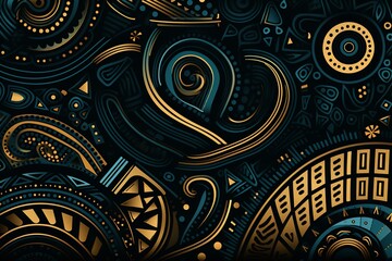 illustration of Tileable Ethnic African Wallpaper Print Pattern, Generative ai