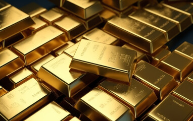 Shiny bullion or gold bars. AI Generative