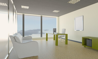 Modern meeting room. 3D rendering.. Mockup.   Empty paintings