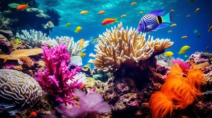 Fototapeta na wymiar coral reef and fish generated by AI tool 