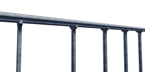 A large concrete bridge isolated on empty background. 3D Rendering