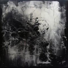 square black and white printing design, cover, old wall style, mixed media