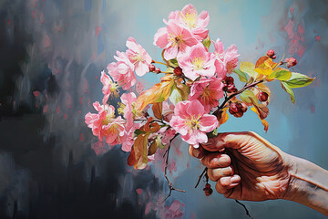 Beautiful spring flowers illustration. Blossom background. Colorful plants