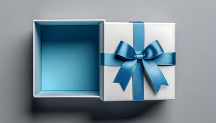 gift box with blue ribbon