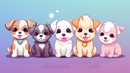 Obraz premium Puppies in kawaii style