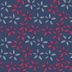 Bloom seamless pattern with chaotic simple flowers for fabric design
