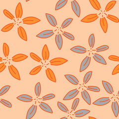 Bloom seamless pattern with chaotic simple flowers for fabric design